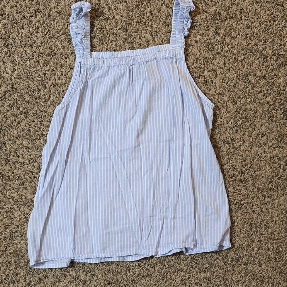 Girls Old Navy Light Blue Striped Girl's Tank Top - L (10-12)
